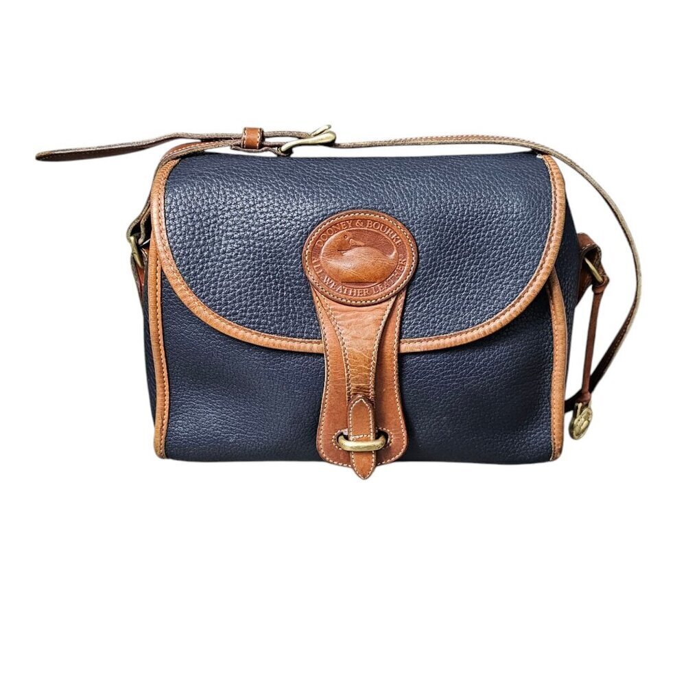 Dooney & Bourke Weather Leather Essex Vintage Blue Pebbled Flap Shoulder Bag